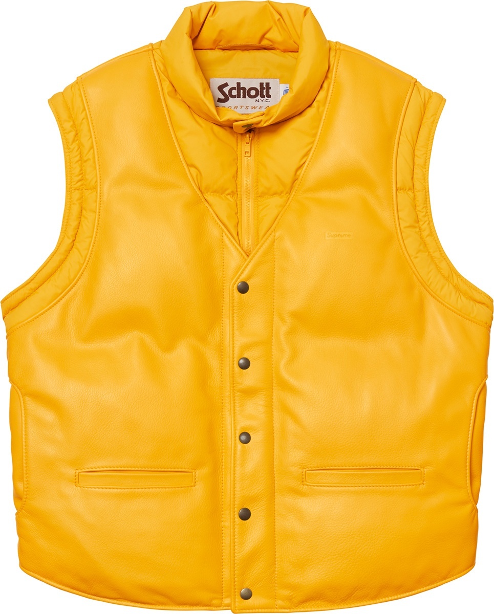 Supreme®/Schott® Down Leather Vest Puffy Jacket view 23